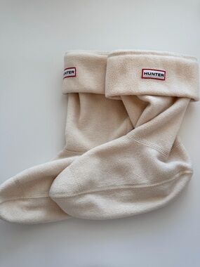 Hunter Cream Fleece Short Boot Socks Size M/L